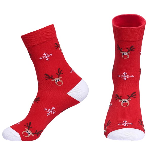 

Christmas Pattern Crew Socks, Red