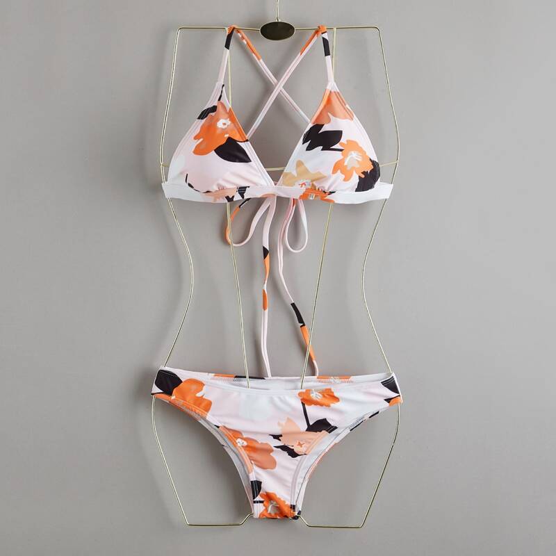 

Floral Triangle Bikini Swimsuit, Multicolor