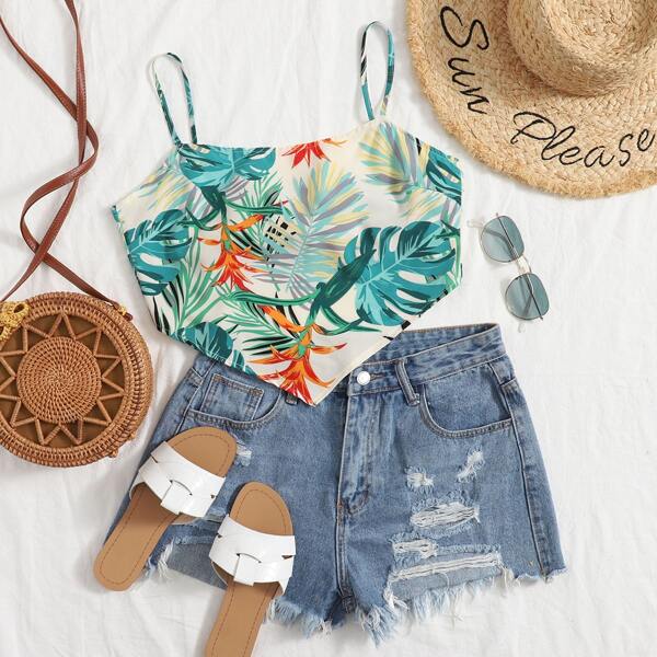 

Tie Back Tropical Bandana Top, Multicolor