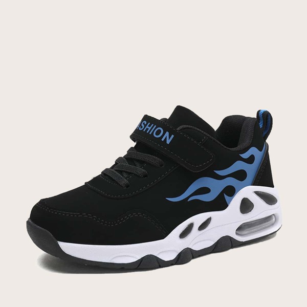 

Boys Flame Graphic Velcro Strap Sneakers, Black