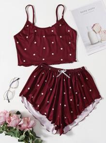 Conjunto de pijama con lazo de lunares