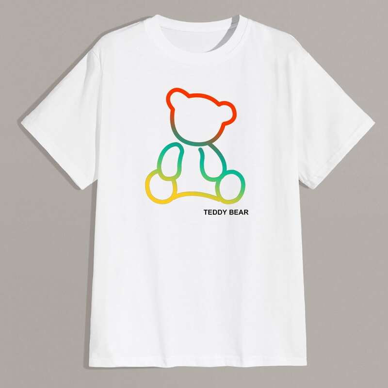 

Guys Bear Print Tee, White