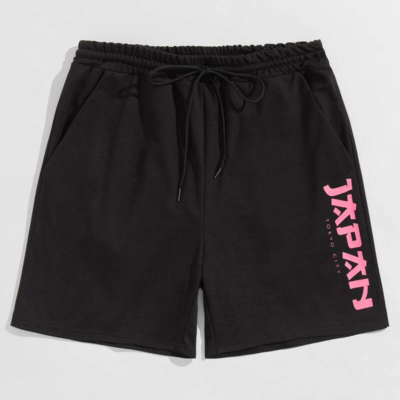 

Guys Japanese Graphic Shorts 6'', Black