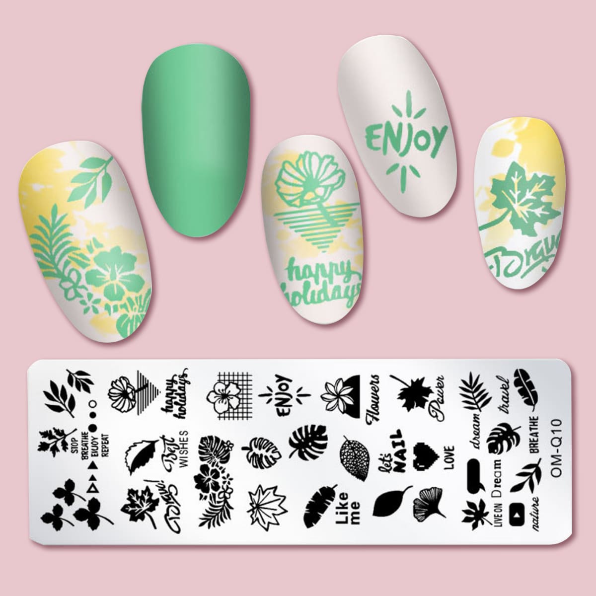 

1pc Leaf Nail Stamping Plate, Silver