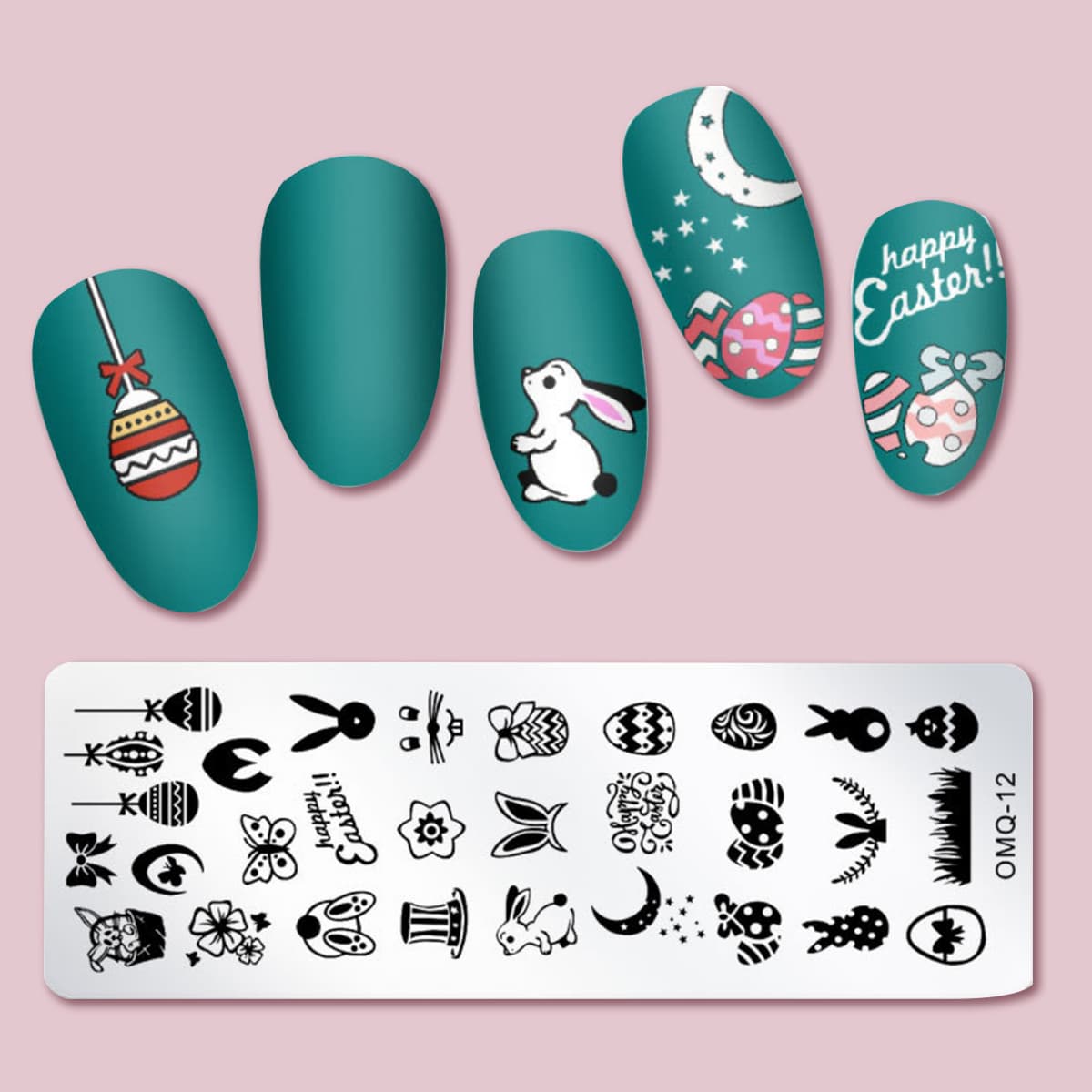 

1pc Rabbit Nail Stamping Plate, Silver