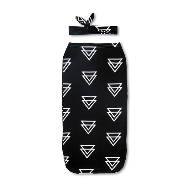 

Baby Unisex Geo Print Sleep Bag With Headband, Black