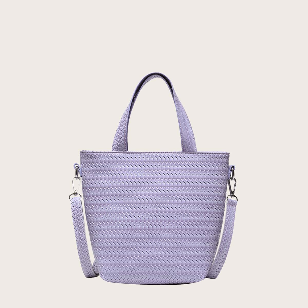 

Solid Braided Tote Bag, Lilac purple