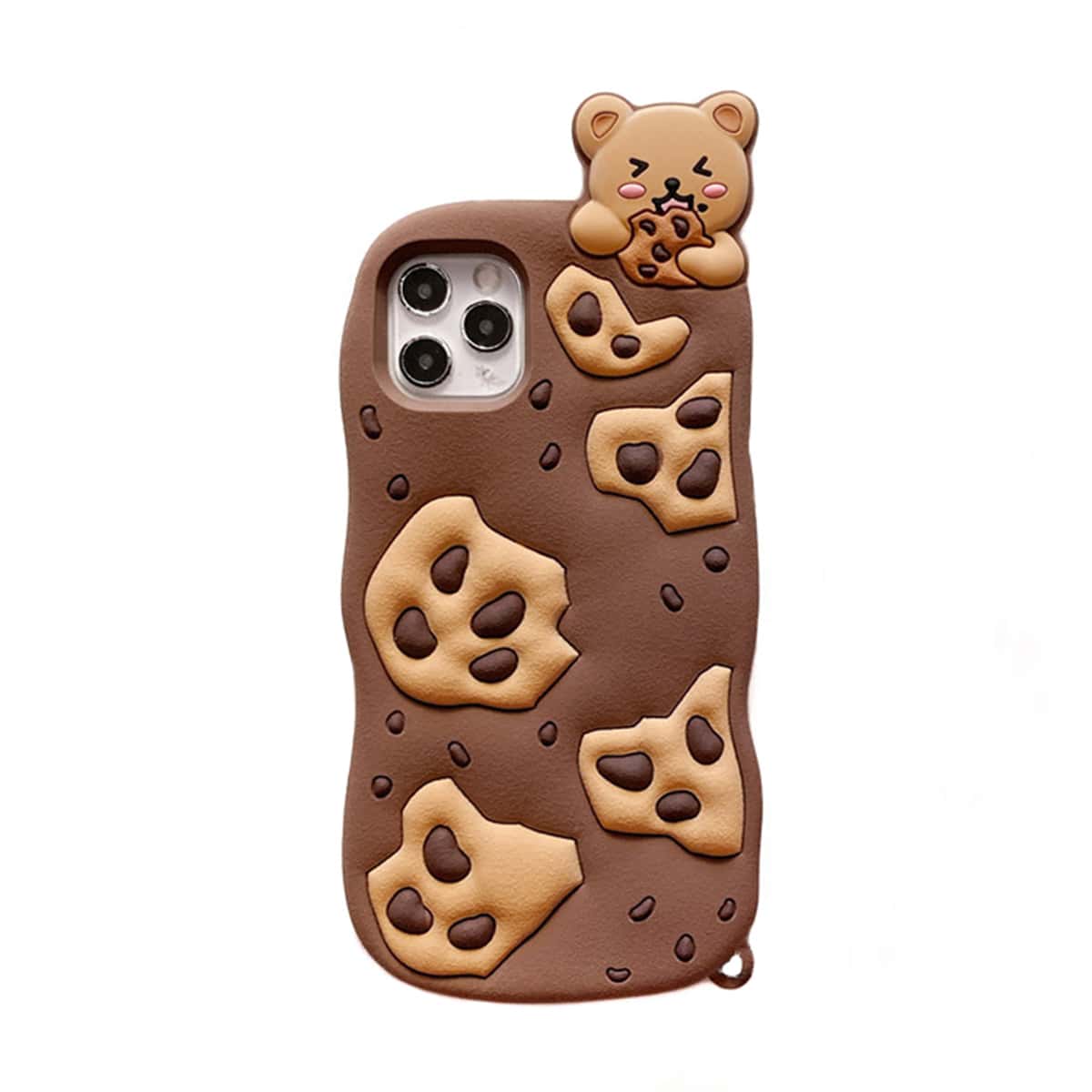

Cartoon Bear & Cookie iPhone Case, Coffee brown