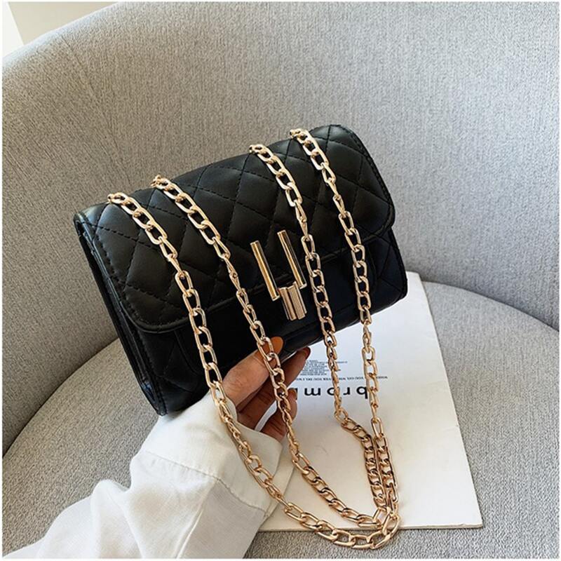 

Quilted Chain Crossbody Bag, Black