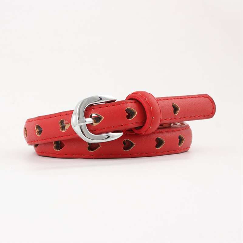 

Heart Eyelet Buckle Belt, Red