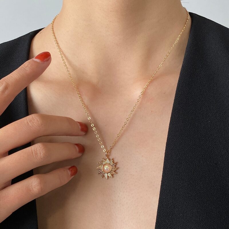 

Sun Pendant Necklace, Gold