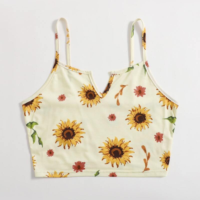 

Sunflower Print Crop Cami, Yellow