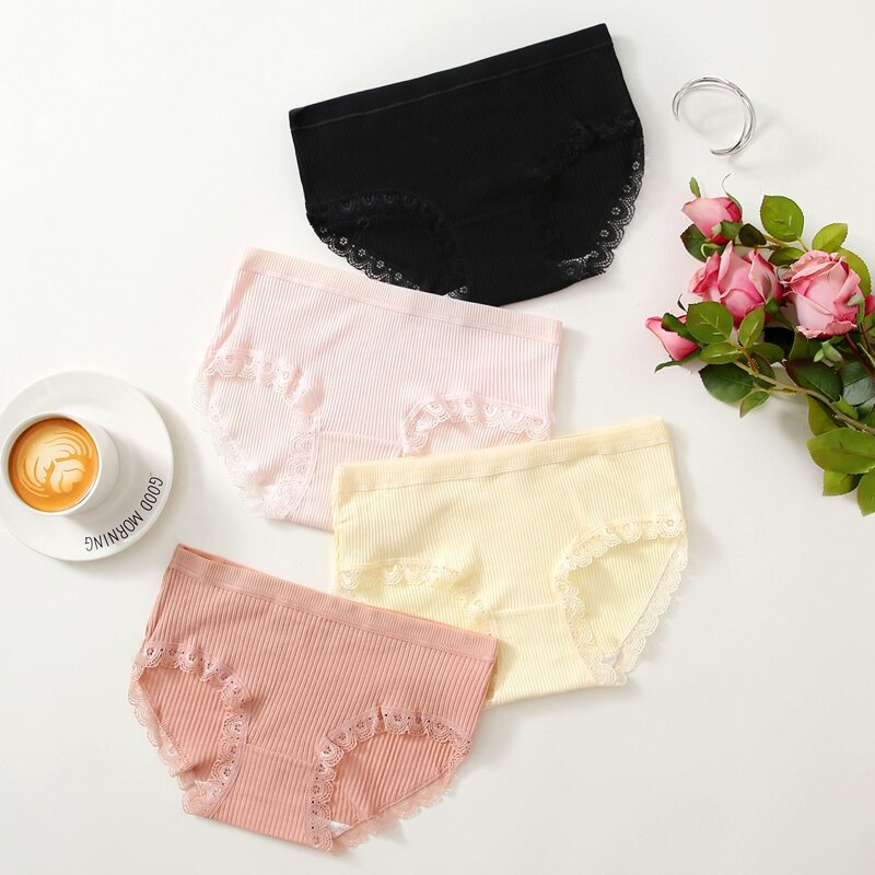 

4pack Lace Trim Panty Set, Multicolor