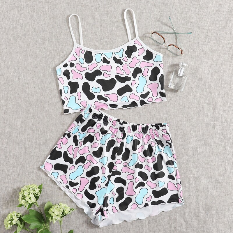 

Allover Print Shorts PJ Set, Multicolor