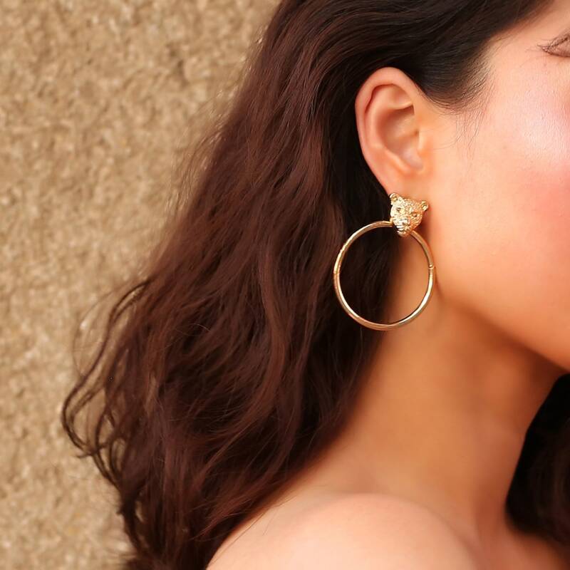 

Leopard Hoop Earrings, Gold