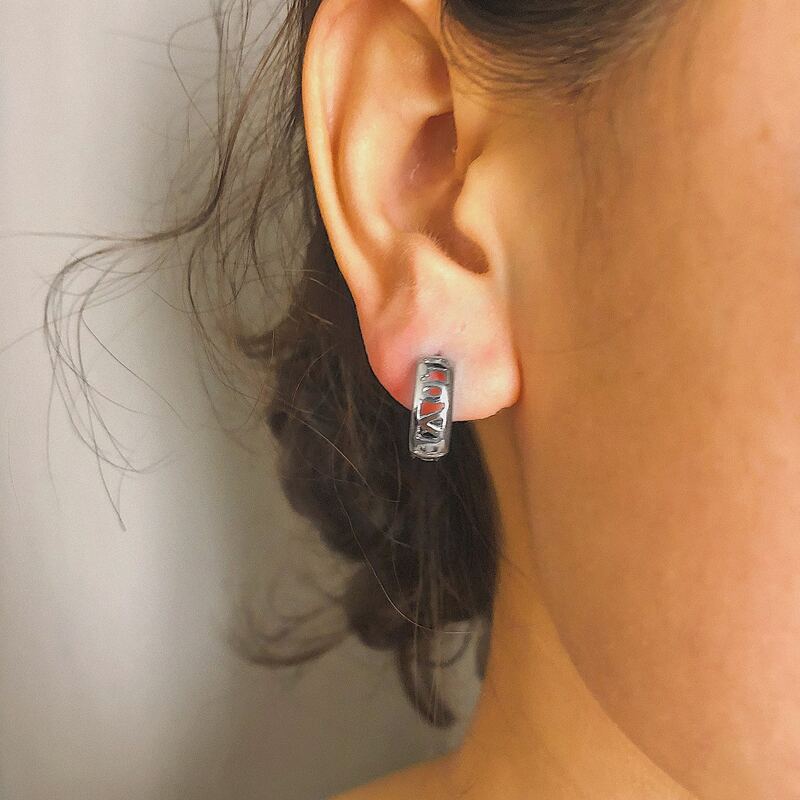 

Hollow Huggie Earrings, Silver