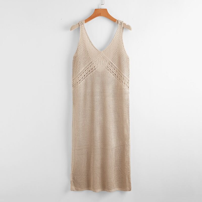 

Solid Knit Cover Up Dress, Apricot