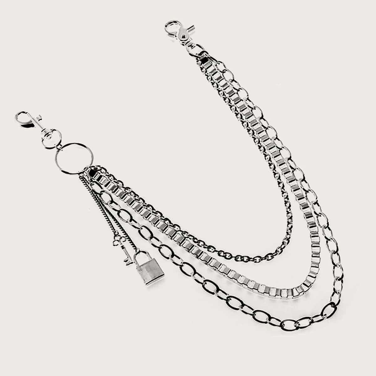 

Lock Pendant Pants Chain, Silver
