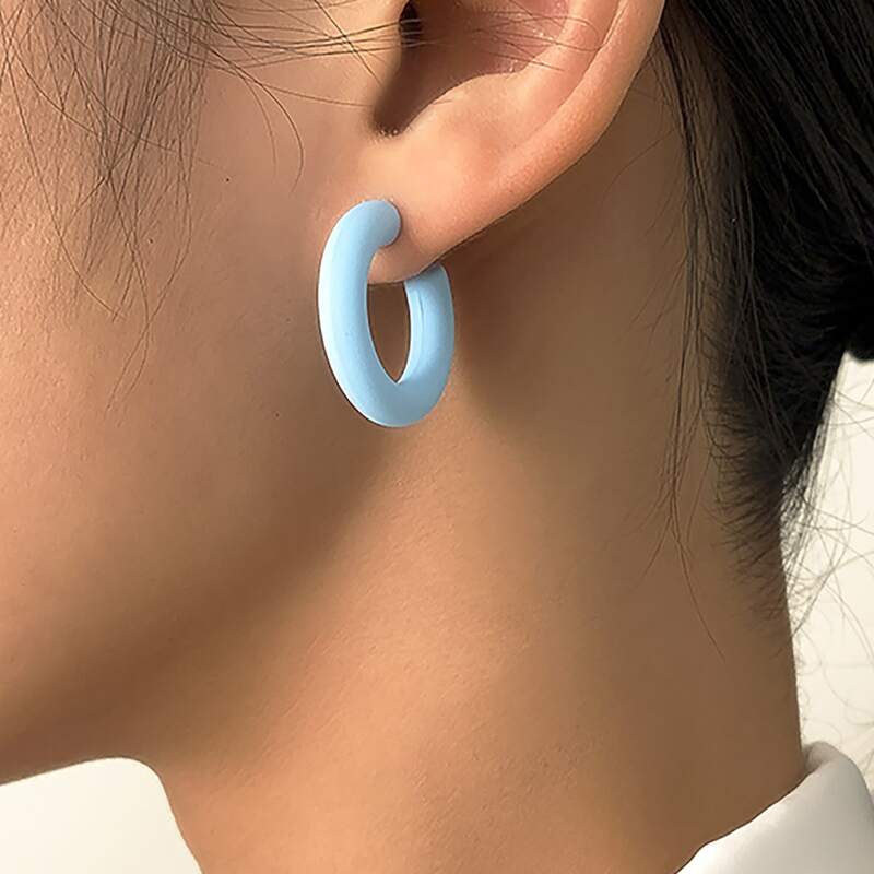 

Acrylic Hoop Earrings, Blue