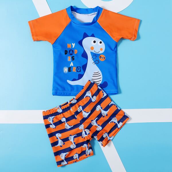 

Toddler Boys Cartoon Dinosaur Print Swimsuit, Multicolor