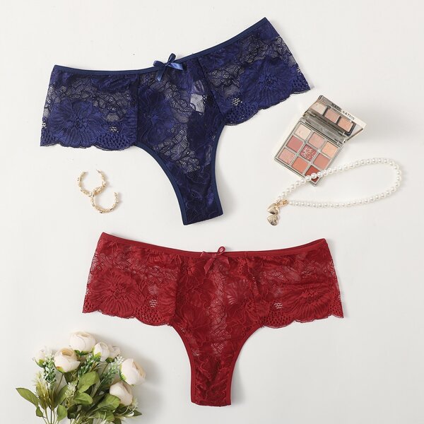 

2pack Plus Floral Lace Panty Set, Multicolor