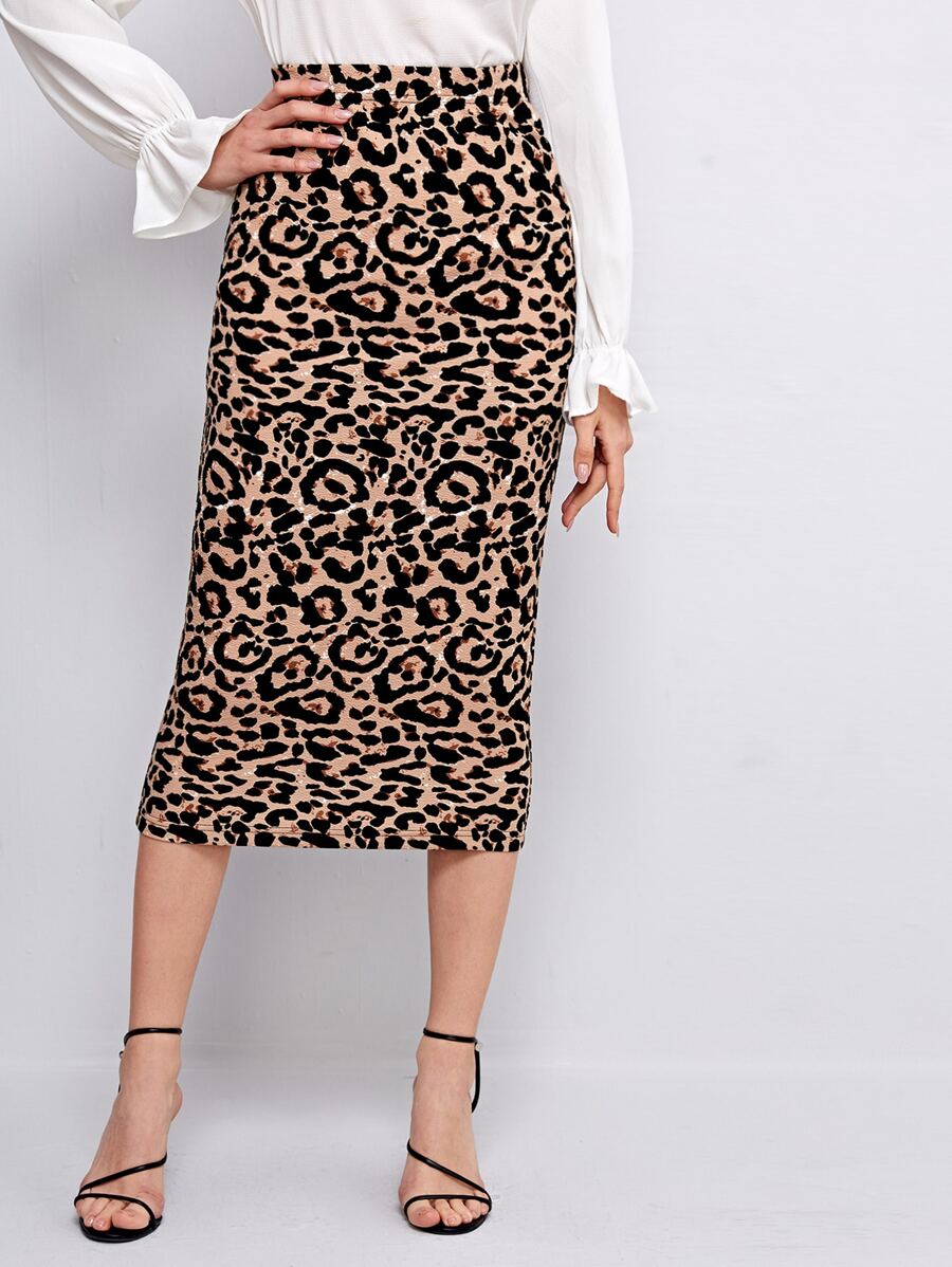 Modelyn Leopard Pencil Skirt - Multicolor - View 1