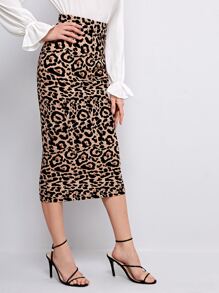 Modelyn Leopard Pencil Skirt - Multicolor - View 3