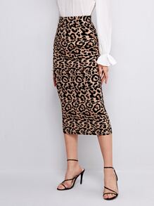 Modelyn Leopard Pencil Skirt - Multicolor - View 4