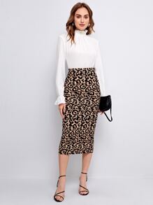 Modelyn Leopard Pencil Skirt - Multicolor - View 5