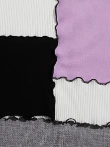 SHEIN Qutie Áo thun Plus size Xù nhỏ Khối Màu Giải trí - Nhiều màu - Xem 3