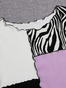 SHEIN Qutie Áo thun Plus size Xù nhỏ Khối Màu Giải trí - Nhiều màu - Xem 5