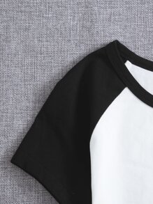 SHEIN EZwear Plus Colourblock Raglan Sleeve Top - White - View 3