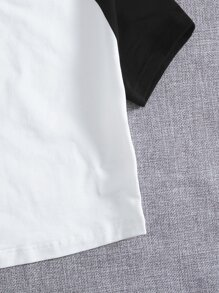 SHEIN EZwear Plus Colourblock Raglan Sleeve Top - White - View 5