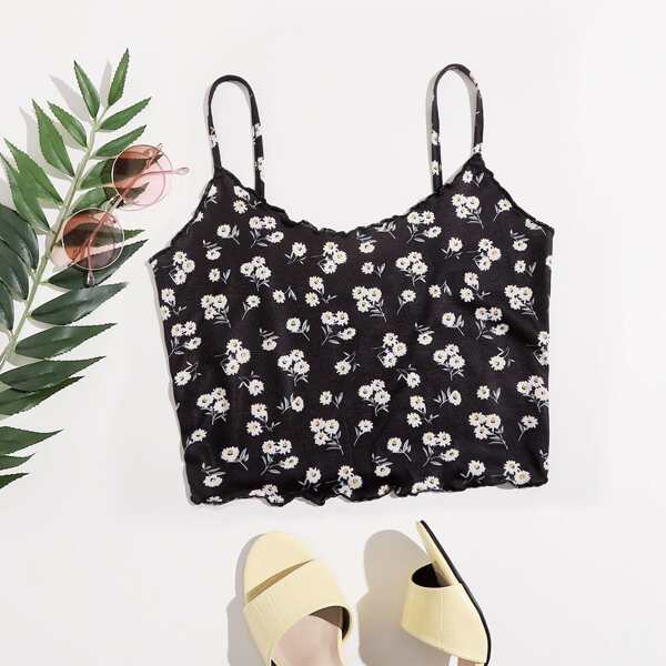 

Plus Lettuce Trim Daisy Floral Crop Cami Top, Multicolor