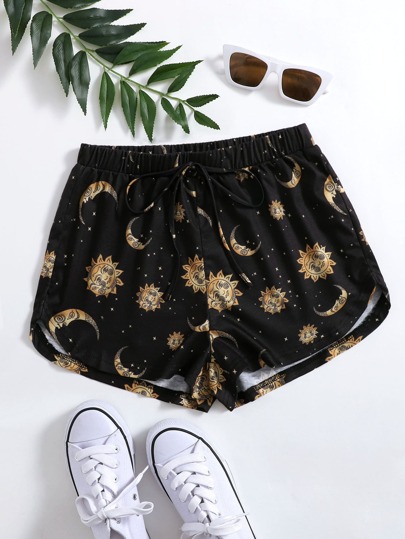 Plus Galaxy Print Shorts