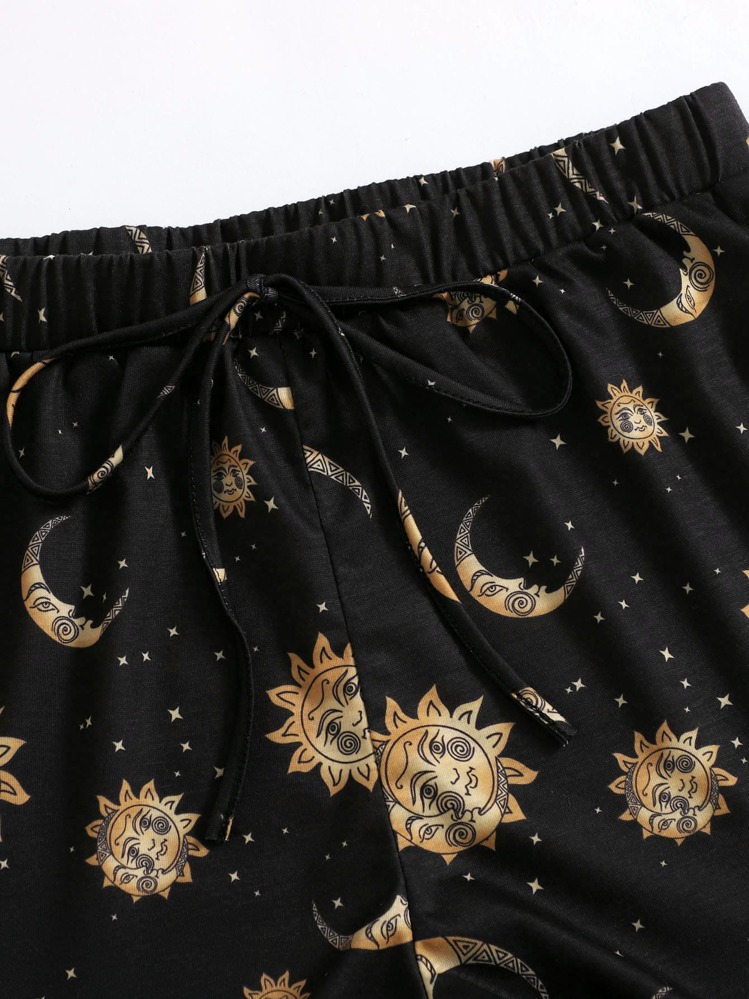 SHEIN EZwear Shorts con estampado de galaxia - Negro - Añade 5