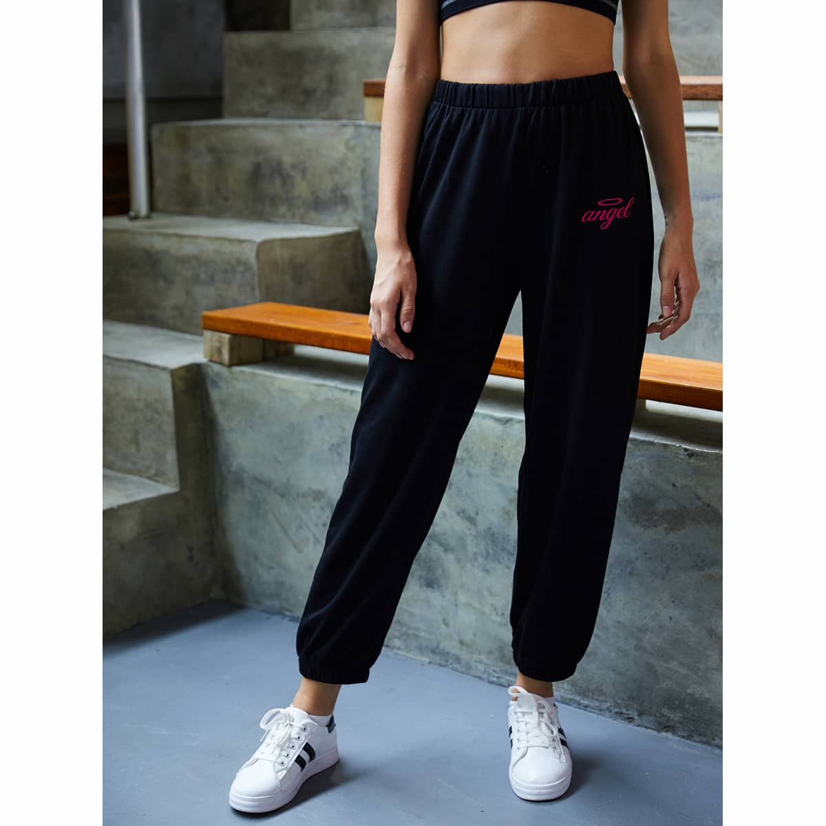 

Letter Graphic Sweatpants, Black