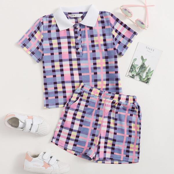 

Toddler Girls Plaid Polo Shirt & Shorts Set, Multicolor
