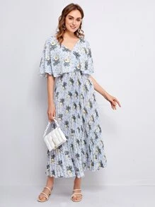 Seusyu 花卉鏤空百褶下擺連衣裙 - 彩色 - 查看 3