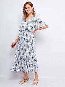 Seusyu 花卉鏤空百褶下擺連衣裙 - 彩色 - 查看 4