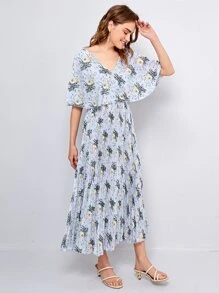 Seusyu 花卉鏤空百褶下擺連衣裙 - 彩色 - 查看 2