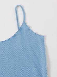 SHEIN EZwear Top de tirantes tejido de canalé ribete en forma de lechuga - Celeste - Ver 4