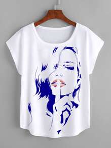 Camiseta con estampado de figura - Blanco - Ver 1