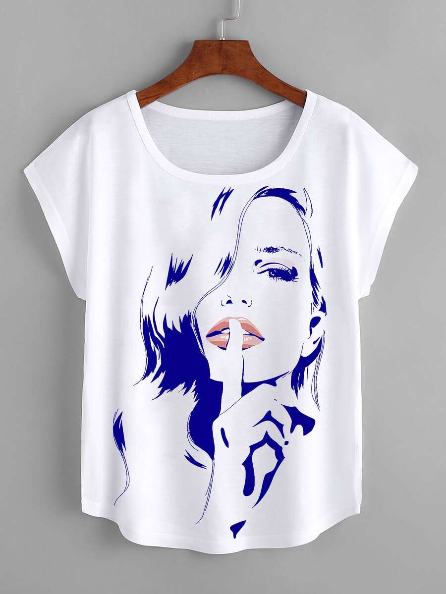 Camiseta con estampado de figura - Blanco - Ver 1