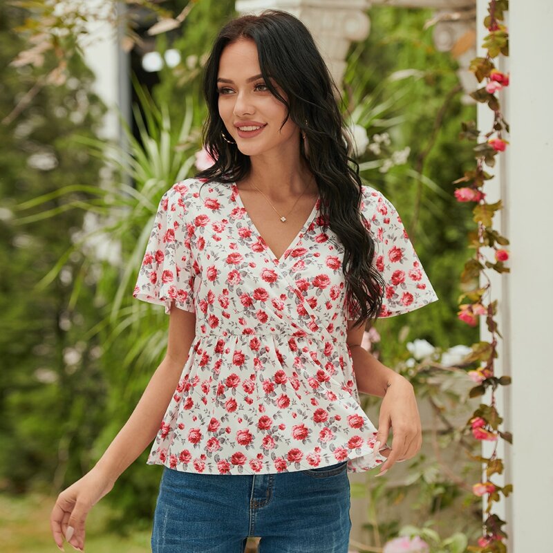 

Allover Floral Print Smock Tee, Multicolor