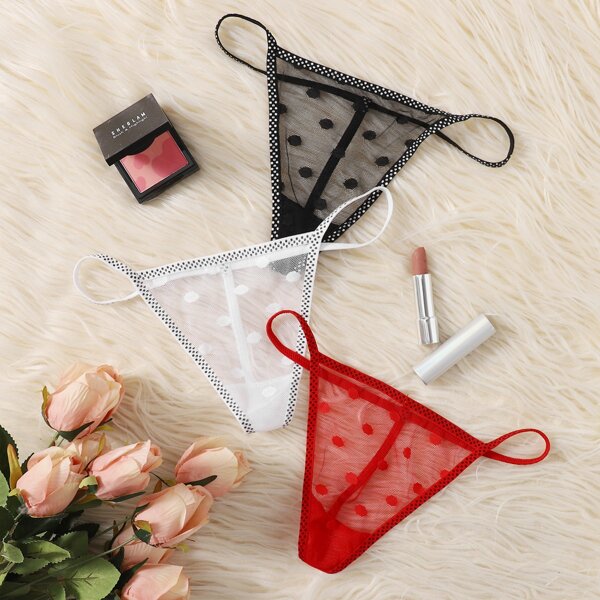 

3pack Dobby Mesh Thong Set, Multicolor