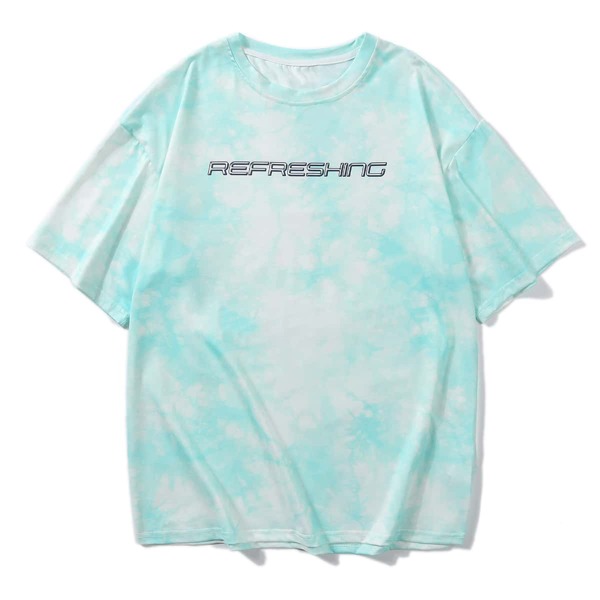 

Men Tie Dye Letter Graphic Tee, Mint blue