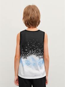 SHEIN 男孩字母圖案紮染背心上衣