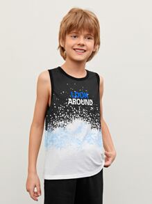 SHEIN 男孩字母圖案紮染背心上衣