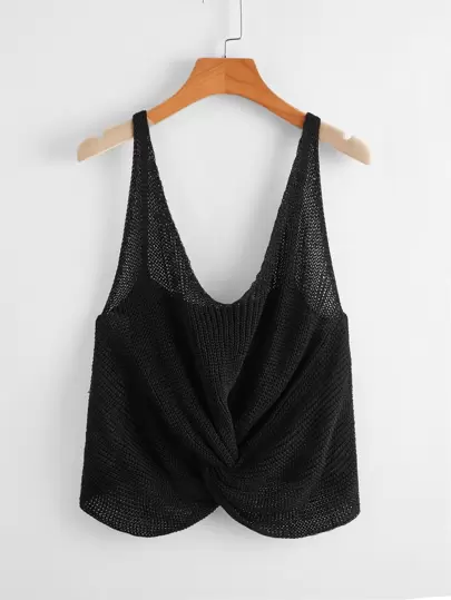 Solid Twist Hem Knit Top - SHEIN spring sale